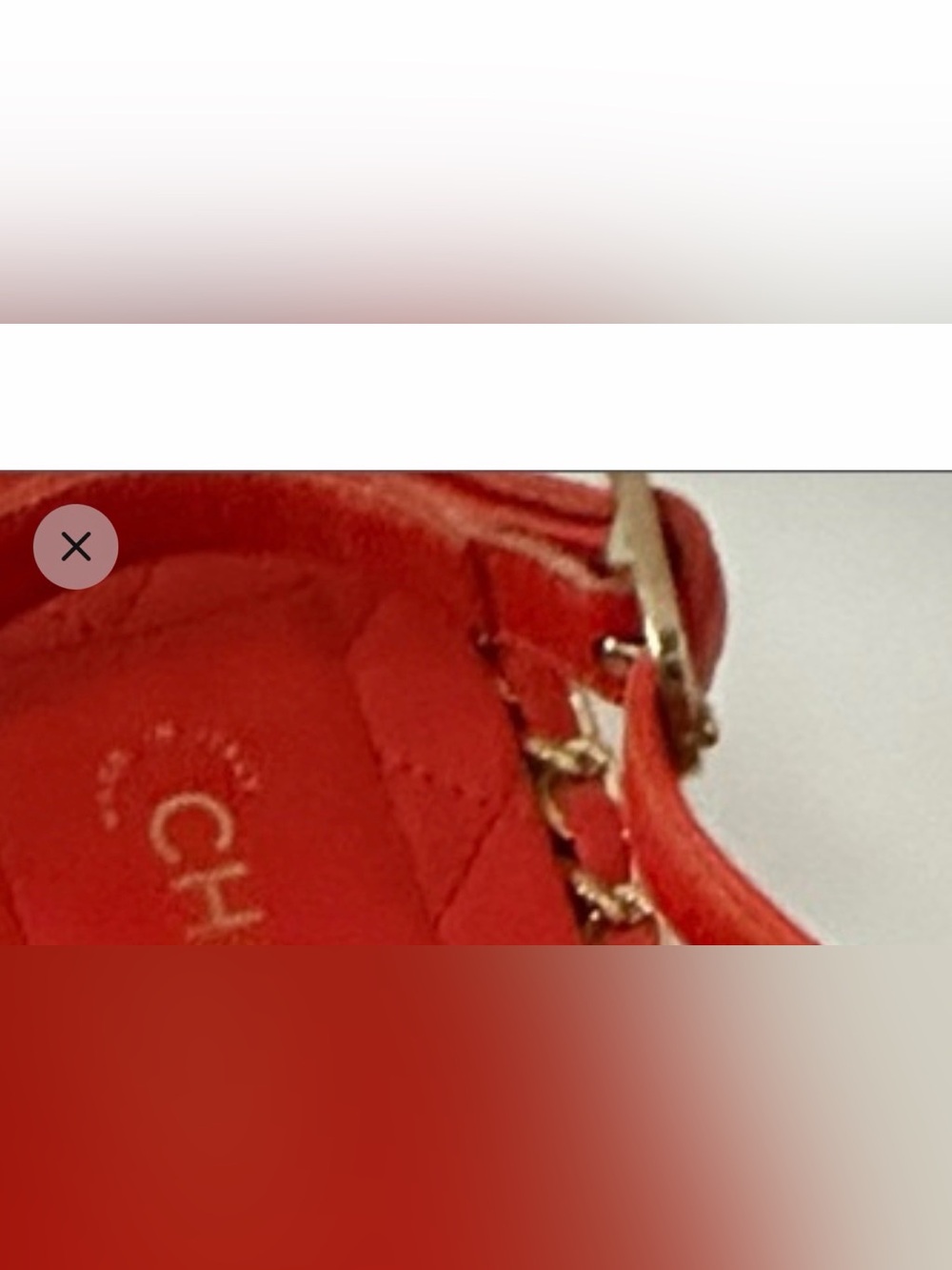 CHANEL Red Quilted Chain-Trim Slide Sandals with Gold CC Accent - Picture 6 of 6